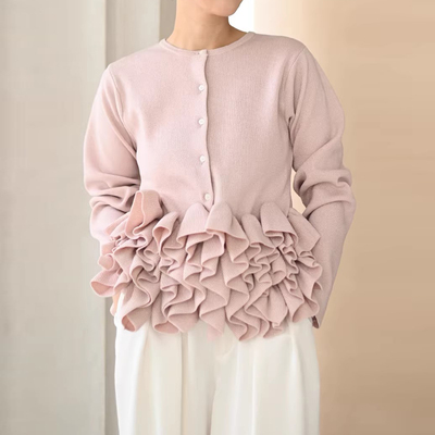 设计感重工品立体花边装饰针织衫