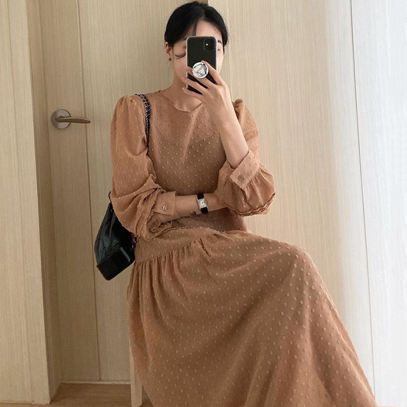 chic风法式优雅立体圆点连衣裙