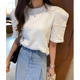 法式 小众休闲穿搭遮肉显瘦百搭上衣 现款 气质白色短袖 T恤女夏季