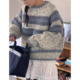 毛衣女 条纹针织衫 韩国chic冬季 甜美减龄圆领宽松重磅粗线保暖长袖