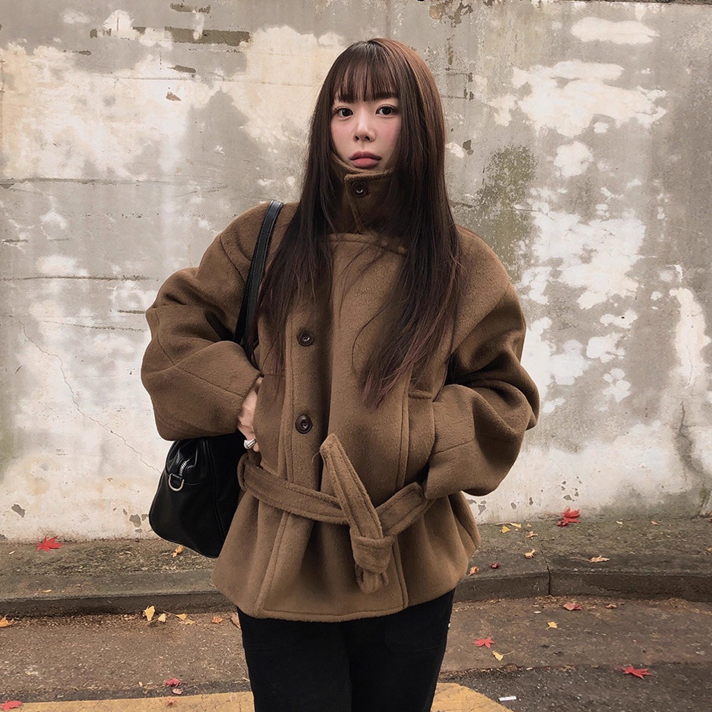 复古气质翻领夹棉双排扣呢子大衣女2025冬季新款绑带百搭毛呢外套,女装/女士精品,毛呢外套,淘宝优惠券,粉丝福利购,淘宝优惠卷