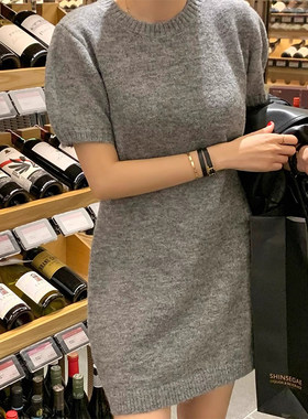 软糯休闲短袖针织打底毛衣连衣裙