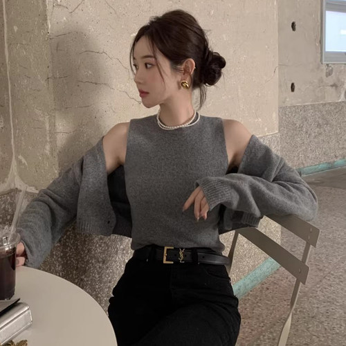 小众气质百搭显瘦针织外套两件套