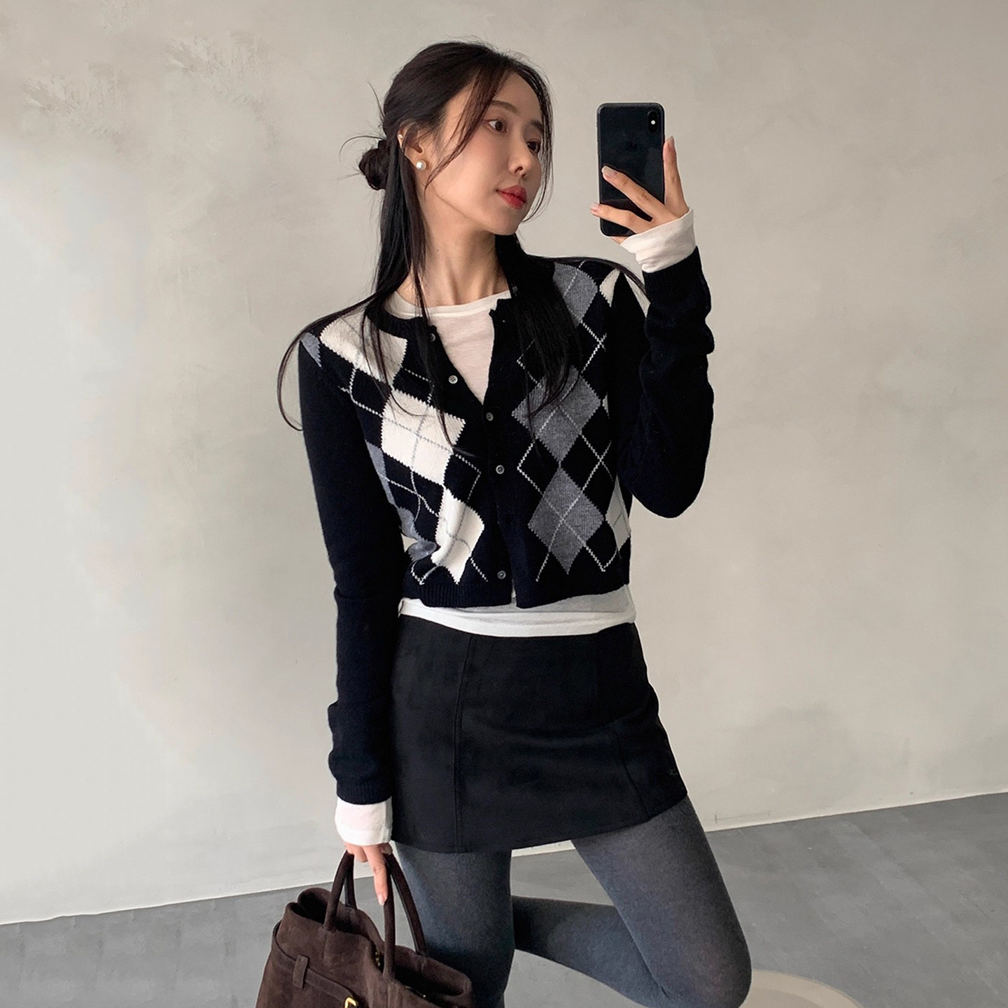 学院风撞色菱格软糯针织开衫外套女2025秋季新款百搭短款长袖毛衣,女装/女士精品,毛衣,淘宝优惠券,粉丝福利购,淘宝优惠卷