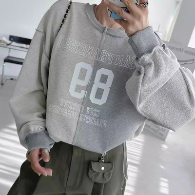 字母印花设计百搭抽绳长袖卫衣