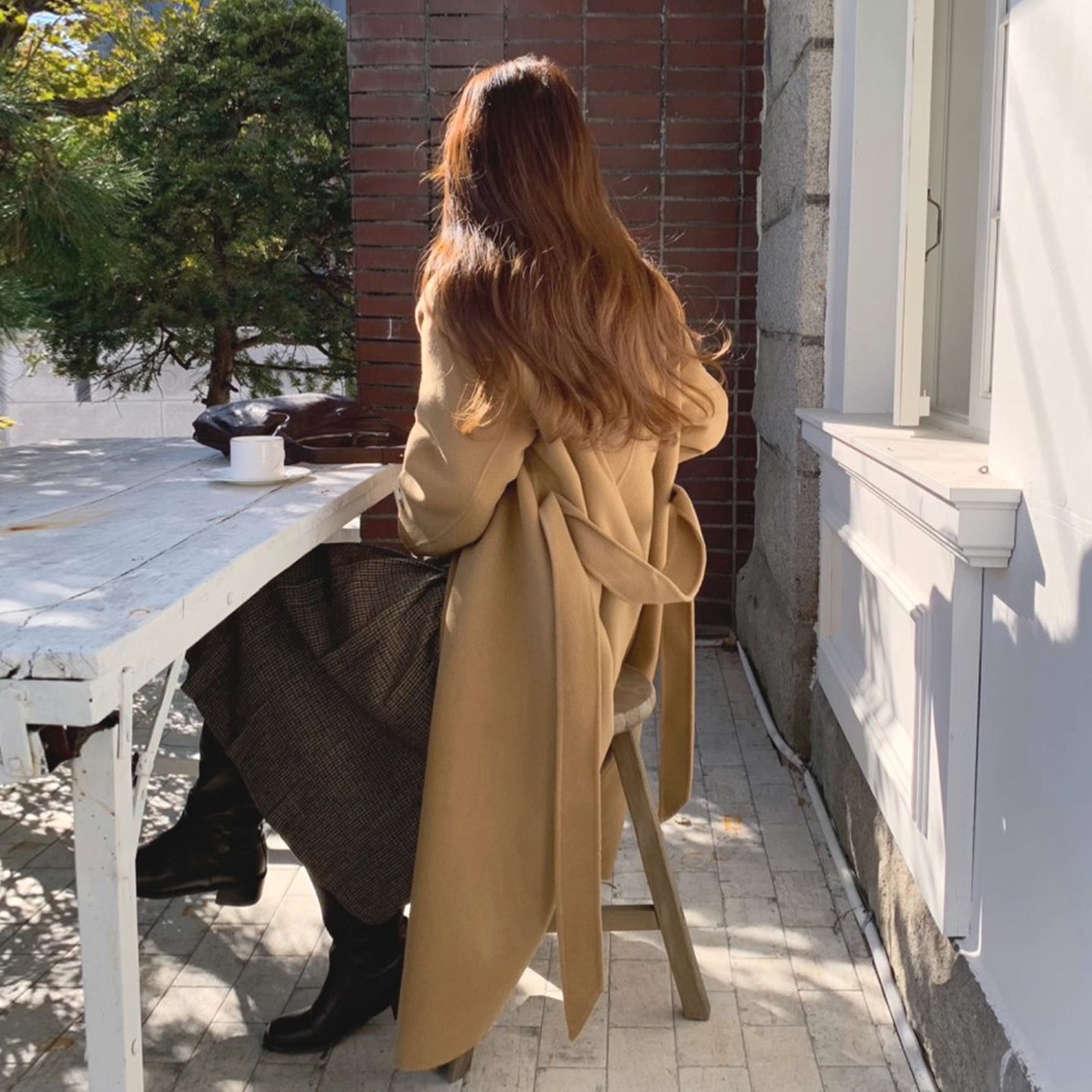 经典款翻领单排扣呢子大衣外套