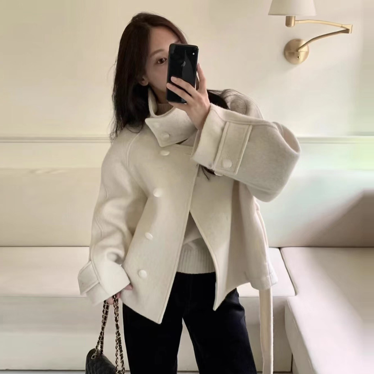 长袖百搭小个子呢子外套