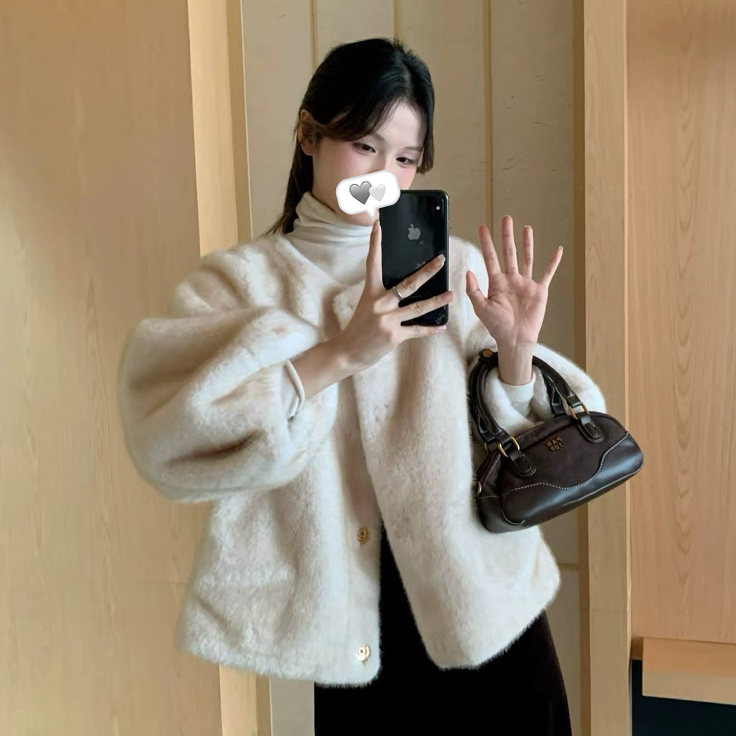 高级感毛绒绒环保仿皮草短外套