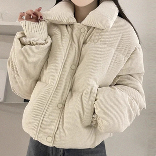 小众百搭翻领短款 新款 小个子短款 面包服 灯芯绒棉衣外套女2025冬季