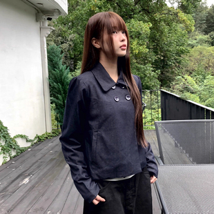 学院风小众双排扣百搭西装式外套女2025冬季新款宽松休闲纯色上衣