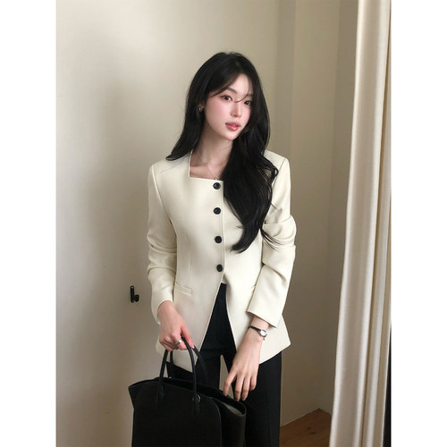 良良家高级感方领西装外套女