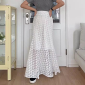 新款 良良家 复古蕾丝钩花镂空半身裙女春季 气质百搭高腰包臀裙子