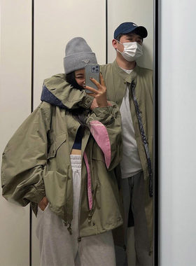 良良家军绿色中长款工装风衣女