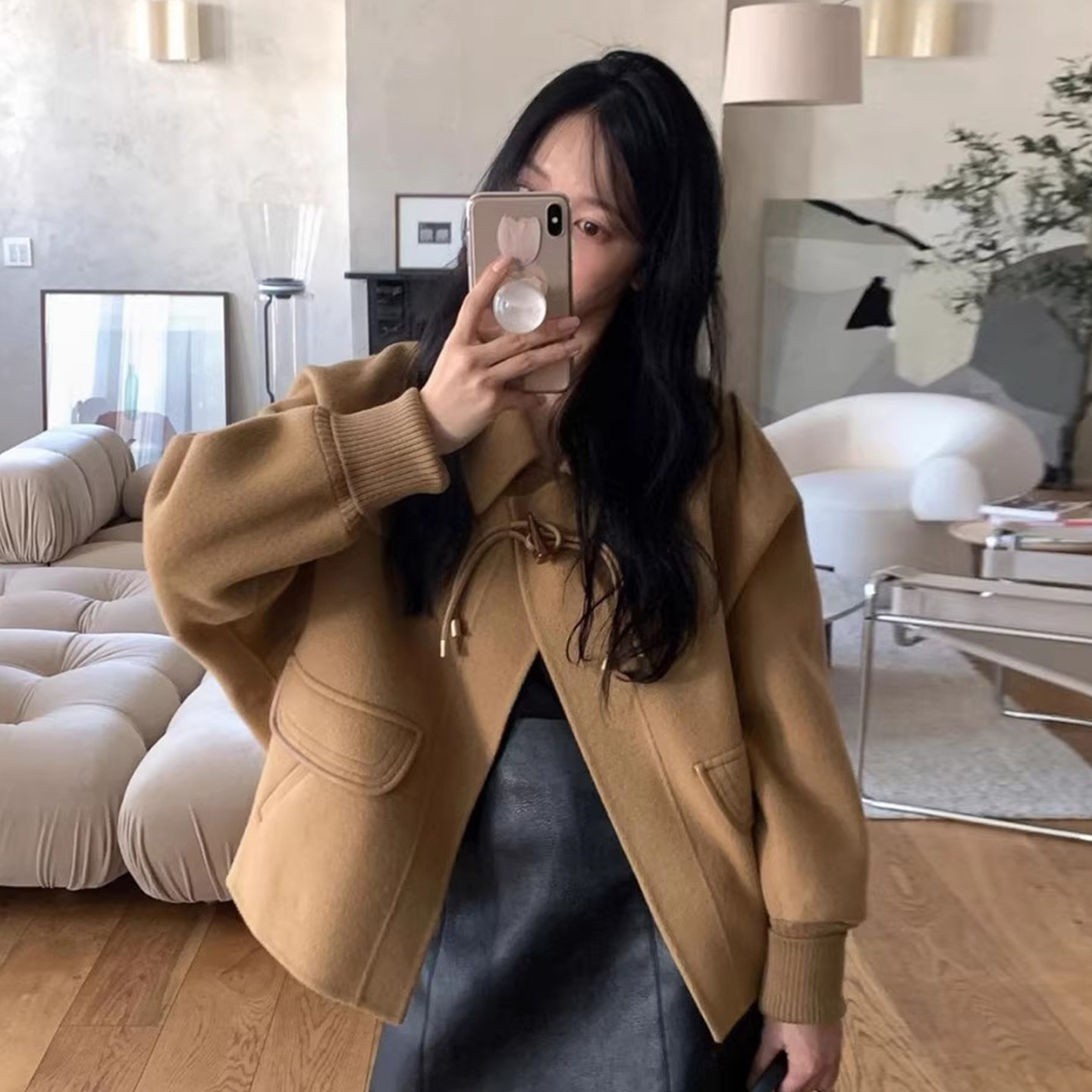 气质百搭翻领别致牛角扣毛呢外套女2025冬季新款复古小众开衫上衣,女装/女士精品,毛呢外套,淘宝优惠券,粉丝福利购,淘宝优惠卷