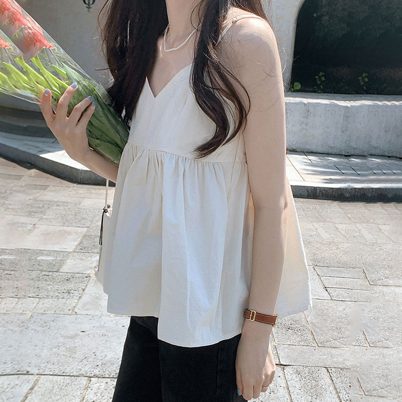 荷叶边宽松休闲无袖背心吊带女