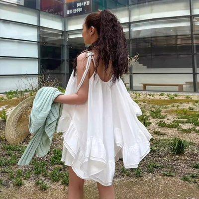 设计感层叠不规则荷叶边小吊带