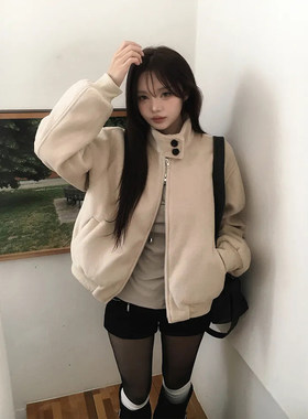 学院风加厚夹棉棒球服短外套女