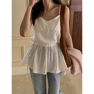 良良家抽绳系带叠穿吊带背心女夏季 气质百搭收腰显瘦外穿上衣 新款