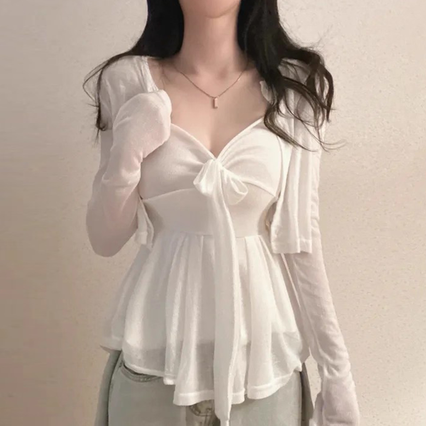 抹胸背心吊带女+长袖披肩外套