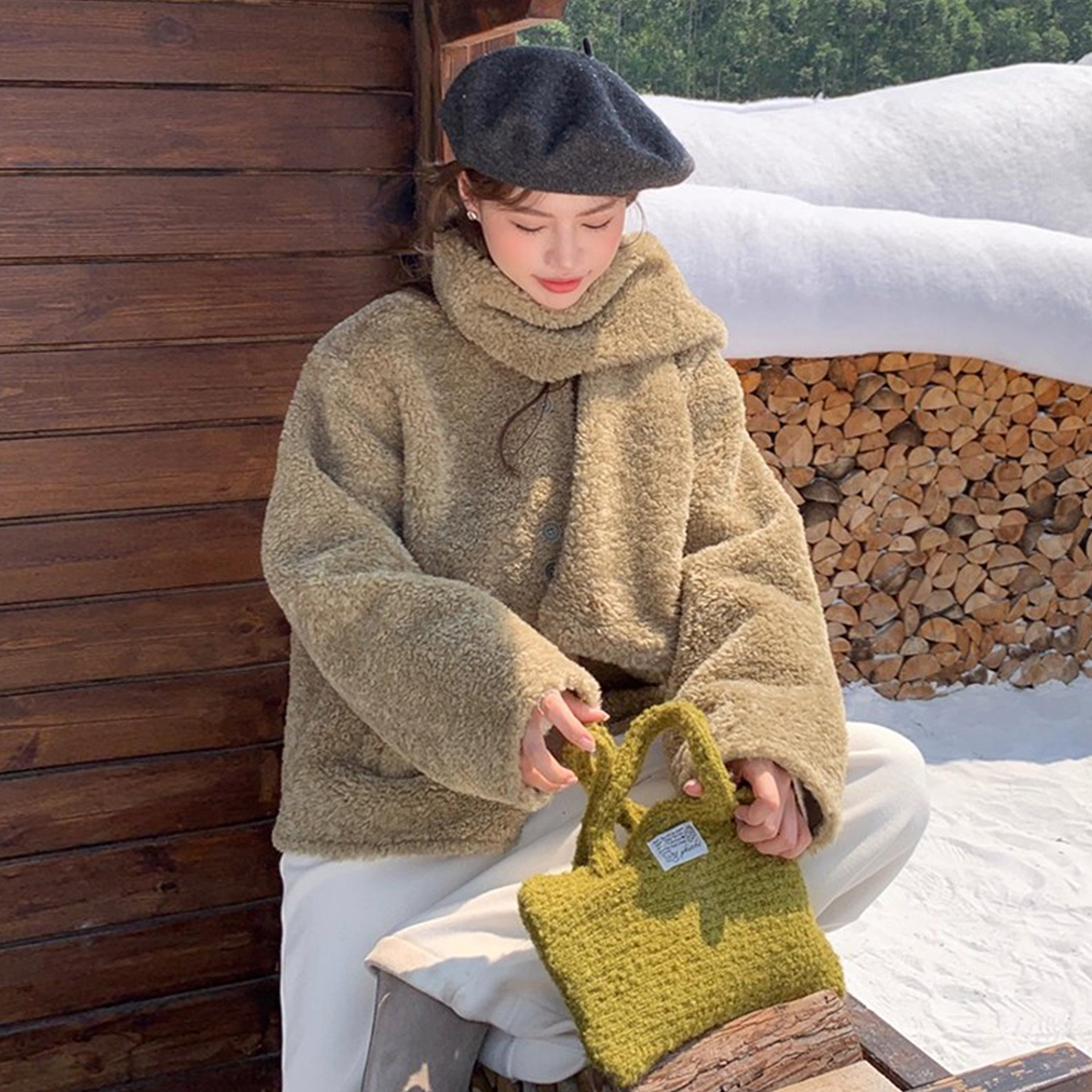 毛茸茸百搭保暖羊羔毛外套