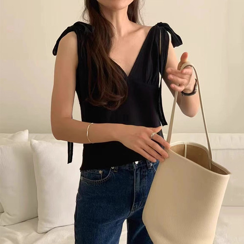 小众绑带蝴蝶结背心小吊带