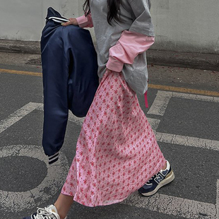韩国chic春夏新款百搭高腰显瘦设计感小众碎花鱼尾半身裙长裙女
