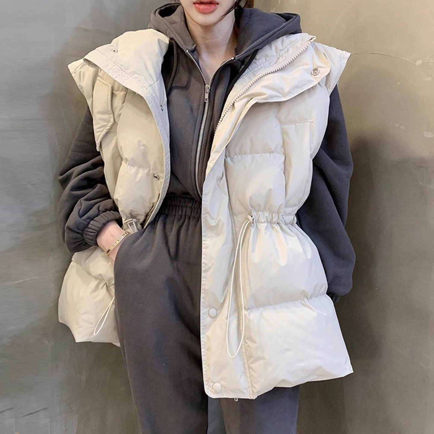 小众百搭立领面包服棉服马甲外套