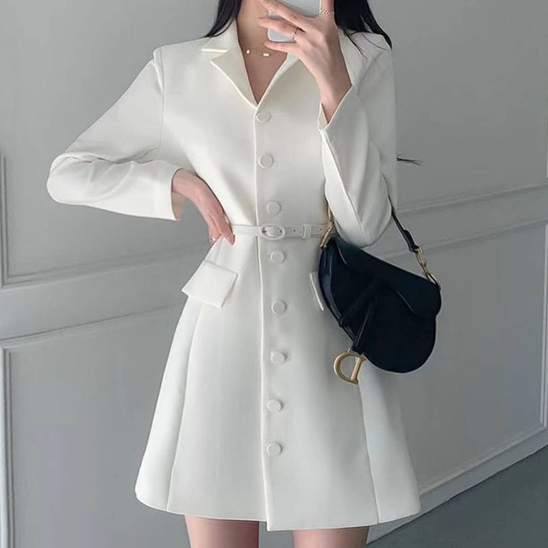 法式西装领连衣裙短裙女