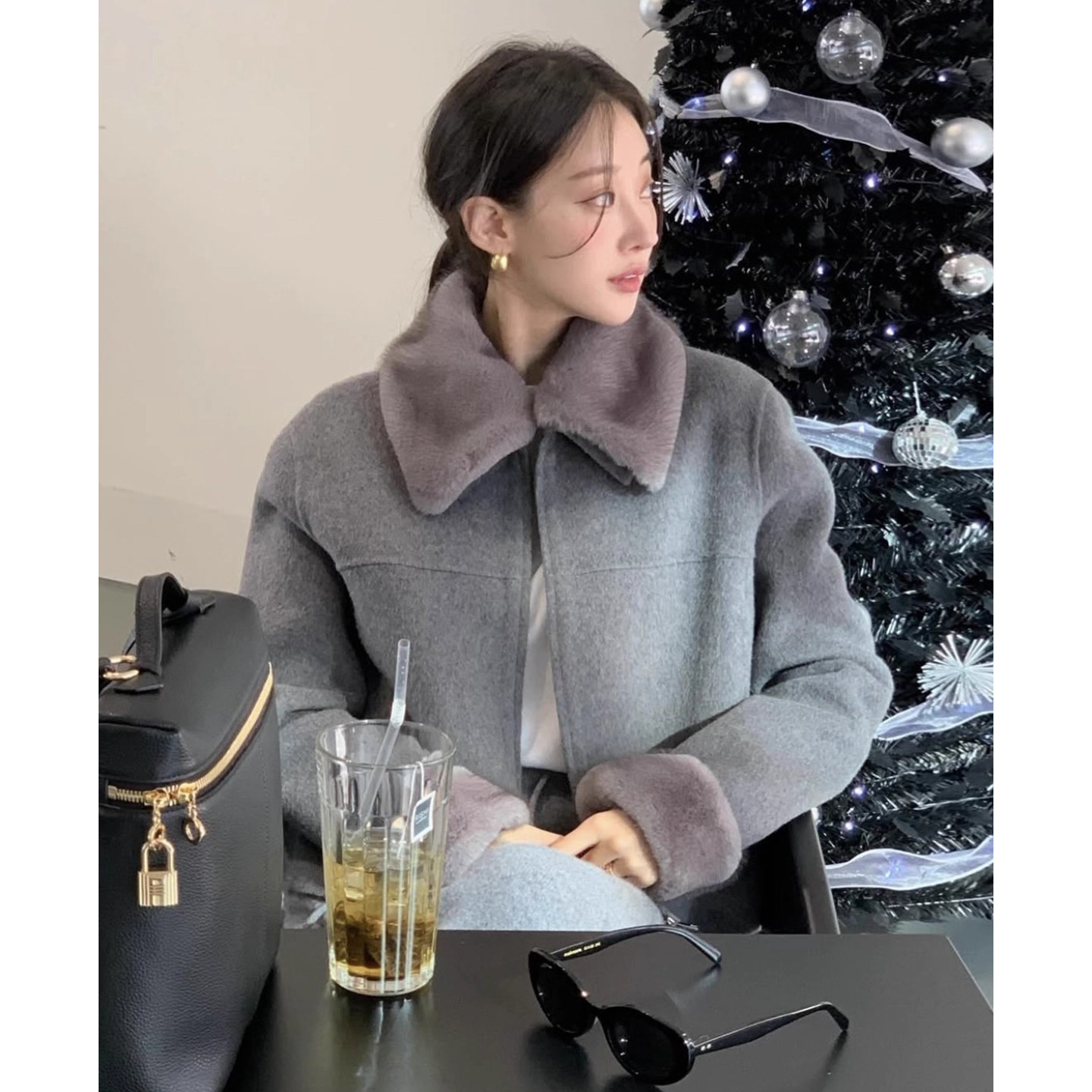 高级感可拆卸毛毛领保暖呢子外套女2025冬季新款纯色短款毛呢上衣,女装/女士精品,短外套,淘宝优惠券,粉丝福利购,淘宝优惠卷