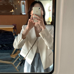 西装 短款 外套 极简主义气质V领宽松休闲百搭纯色长袖 韩国chic秋季