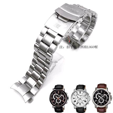 卓越表行 适配卡西欧4358表带BEM-506 EFB-509/630实心钢带 20mm