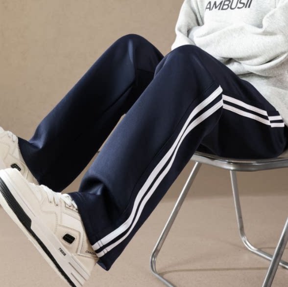 运动裤直筒藏蓝色校服裤子