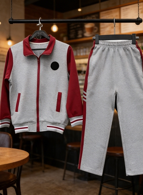 济南历城小学春秋校服校裤浅灰色上衣裤子套装男女统一外穿通用