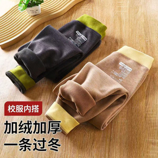 男女童德绒保暖裤加厚校服神裤宝宝打底裤儿童棉裤中大童秋裤绒裤