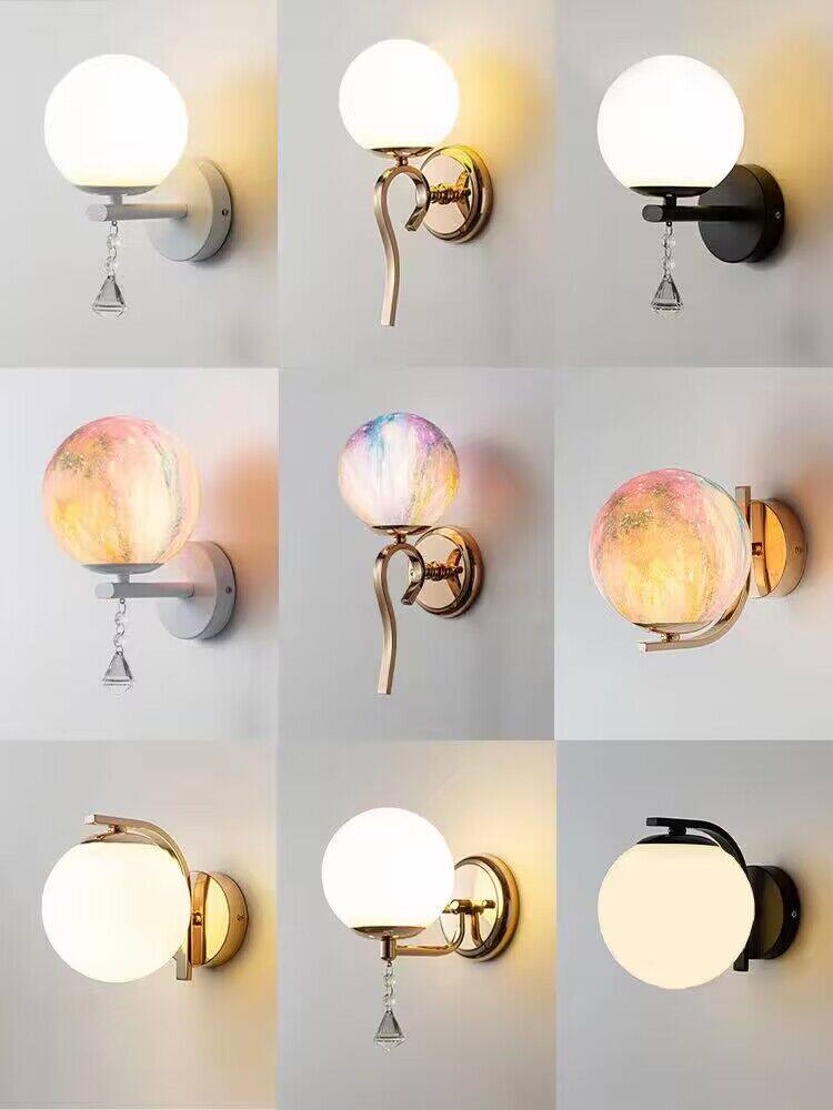 현대 미니멀 유리 벽 램프 LED 침실 머리맡 램프 거실 TV 배경 벽 램프 계단 통로 램프