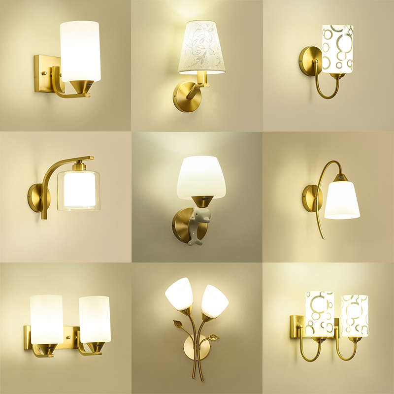 全铜壁灯现代简约奢华别墅客厅卧室床头灯创意艺术欧式纯铜墙壁灯