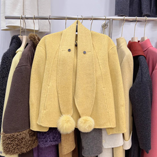 斯卡露2026秋冬新款双面呢羊绒大衣女中长款小香风羊毛呢外套韩版