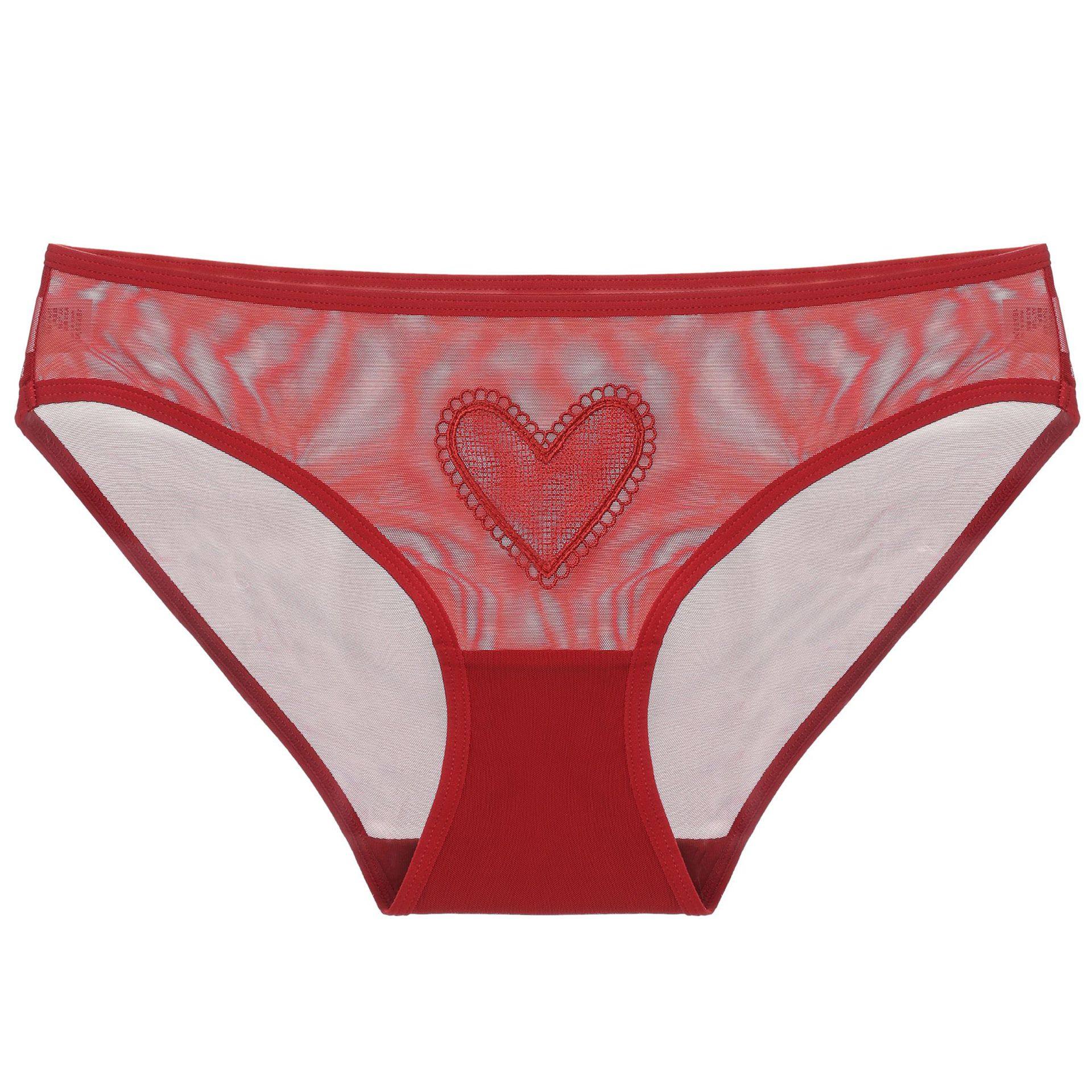 新款内裤女薄款透气心型刺绣网纱大码内裤纯棉底裆低腰三角裤,女士内衣/男士内衣/家居服,男三角内裤,淘宝优惠券,粉丝福利购,淘宝优惠卷