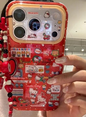 可爱卡通红色猫咪插画适用于17pro/16promax手机壳苹果15/14/13