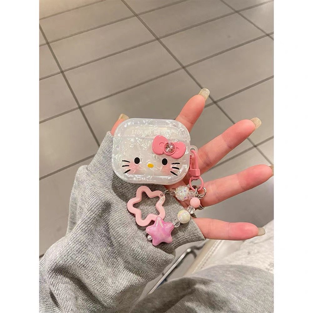 软萌可爱贝壳纹腮红Kitty猫适用苹果无线蓝牙AirPodsPro耳机壳