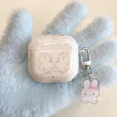 韩系ins小众时髦冬日奶白色可爱少女心米菲兔子适用airpodspro3代