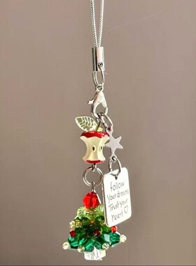 【圣诞树平安果】红色苹果手机链挂件咕本链卡册书包挂链星星吊坠