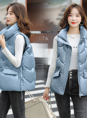 羽绒棉马甲女2025秋冬新款亮面韩版宽松坎肩外穿保暖背心马夹外套