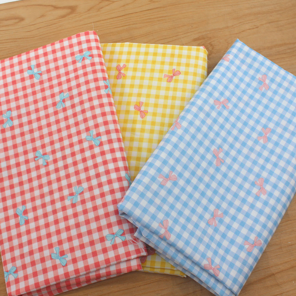 彩色蝴蝶结纯棉格子布料