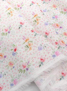 田园风薄款印粉紫色碎花府绸纯棉 上衣服装连衣裙床品童装diy面料