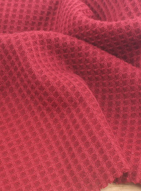 深藏红色薄款弹力提花编织暗格纹布料 上衣服装长袍围巾裙子面料