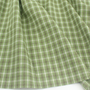 文艺海苔绿色先染后织仿麻纯棉格子 上衣衬衫连衣裙短裤桌布面料