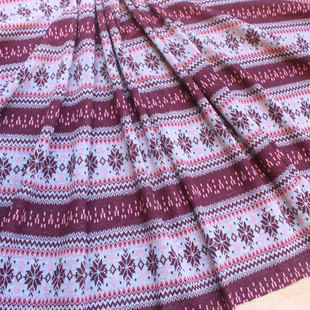 民族风紫色弹力针织印花波浪条纹布料 服装上衣长裙裤子长袍面料