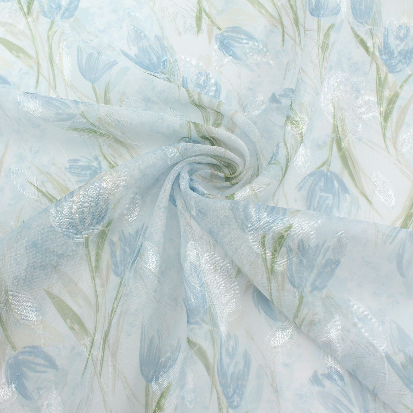 文艺薄款立体提花印花雪纺布料