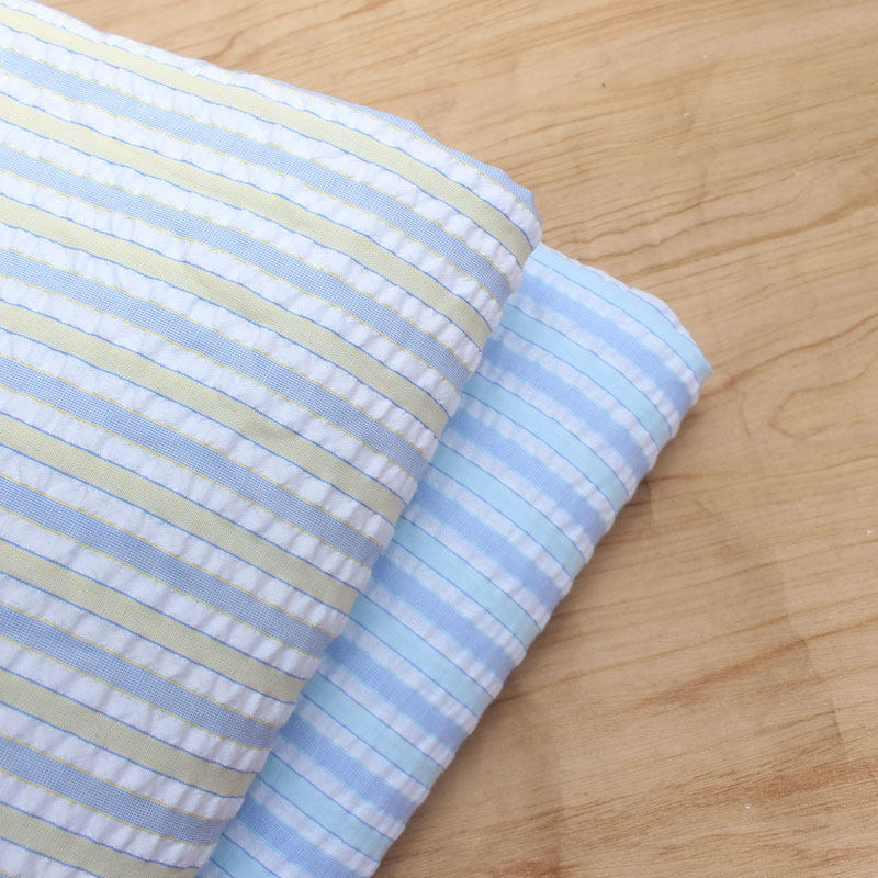 文艺简约薄款色织泡泡条纹布料 服装上衣裙子短裤童装窗帘diy面料